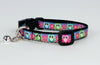 Owls cat or small dog collar 1/2" wide adjustable buckle handmade bell or leash - Petcollarshandmades