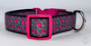 Roses dog collar handmade adjustable buckle collar 1" wide pink or leash Petcollarshandmade