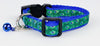 Peacock cat or small dog collar 1/2" wide adjustable handmade bell or leash Petcollarshandmade
