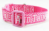 Think Pink dog collar Handmade adjustable buckle collar 1" wide or leash Petcollarshandmade