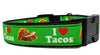 I Love Tacos dog collar handmade adjustable buckle 1" or 5/8" wide or leash Petcollarshandmade