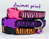 Animal Print cat or small dog collar 1/2" wide adjustable handmade bell or leash Petcollarshandmade