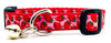 Strawberry cat or small dog collar 1/2" wide adjustable handmade bell or leash Petcollarshandmade