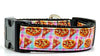 Pizza Party dog collar handmade adjustable buckle collar 1"wide or leash - Petcollarshandmades