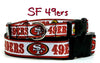 SF 49ers dog collar handmade adjustable buckle football 1" or 5/8" wide or leash Petcollarshandmade