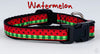 Watermelon cat or small dog collar 1/2" wide adjustable handmade bell or leash Petcollarshandmade
