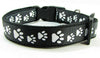 Paw Print dog collar handmade adjustable buckle collar 1" wide or leash fabric - Petcollarshandmades