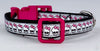Skulls cat or small dog collar 1/2" wide adjustable handmade bell or leash Petcollarshandmade