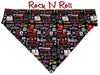 Rock N Roll Classic Dog Bandana Over the Collar dog bandana Dog collar bandana Petcollarshandmade