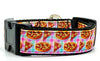 Pizza Party dog collar handmade adjustable buckle collar 1"wide or leash - Petcollarshandmades