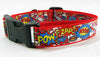 Super Hero dog collar handmade adjustable buckle collar 1" wide or leash Petcollarshandmade