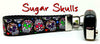 Sugar Skulls Key Fob Wristlet Keychain 1"wide Zipper pull Camera strap handmade - Petcollarshandmades
