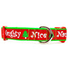 Naughty or Nice Christmas dog collar handmade adjustable buckle 1" or 1/2"wide Petcollarshandmade