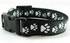 Paw Print dog collar handmade adjustable buckle collar 1" wide or leash fabric - Petcollarshandmades