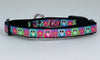 Owls cat or small dog collar 1/2" wide adjustable buckle handmade bell or leash - Petcollarshandmades