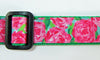 Roses dog collar handmade adjustable buckle collar 1" wide pink or leash Petcollarshandmade