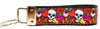 Skulls Key Fob Wristlet Keychain 1"wide Zipper pull Camera strap handmade - Petcollarshandmades