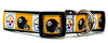 Steelers dog collar handmade adjustable buckle football 1" or 5/8" wide or leash Petcollarshandmade