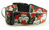 Skulls dog collar Handmade adjustable buckle collar 1" wide or leash Petcollarshandmade