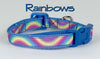 Rainbow cat & small dog collar 1/2" wide adjustable buckle handmade bell leash - Petcollarshandmades