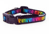 Rainbow Animal print cat or small dog collar 1/2" wide adjustable handmade bell Petcollarshandmade