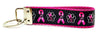 Bark For A Cure Key Fob Wristlet Keychain 1"wide Zipper pull Camera strap - Petcollarshandmades