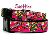 Skittles dog collar handmade adjustable buckle collar 5/8" wide or leash pink Petcollarshandmade