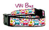 VW Bus dog collar handmade  adjustable buckle collar 1" or 5/8" wide or leash Petcollarshandmade