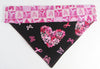 Pink Ribbon Dog Bandana, Over the Collar dog bandana, Dog collar bandana puppy Petcollarshandmade