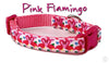 Pink Flamingo Dog collar handmade adjustable buckle 5/8"wide or leash Petcollarshandmade