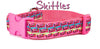 Skittles dog collar Handmade adjustable buckle collar 1" wide or leash pink Petcollarshandmade