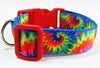 Rainbow Tie Dye dog collar handmade adjustable buckle 1" or 5/8" wide or leash Petcollarshandmade