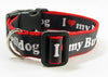 I Love My Bulldog dog collar Handmade adjustable buckle collar 1"wide or leash - Petcollarshandmades