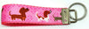 Dachshund Key Fob Wristlet Keychain 1"wide Zipper pull Camera strap handmade - Petcollarshandmades