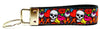 Skulls Key Fob Wristlet Keychain 1"wide Zipper pull Camera strap handmade - Petcollarshandmades