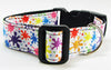 Splatter Paint dog collar handmade adjustable buckle collar 1" wide or leash - Petcollarshandmades