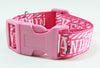 Think Pink dog collar Handmade adjustable buckle collar 1" wide or leash Petcollarshandmade