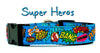 Super Hero dog collar handmade adjustable buckle 1"or 5/8" wide or leash blue Petcollarshandmade