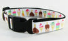 Ice Cream dog collar handmade adjustable buckle collar 1"wide or leash - Petcollarshandmades