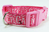 Think Pink dog collar Handmade adjustable buckle collar 1" wide or leash Petcollarshandmade