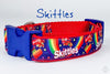 Skittles dog collar Handmade adjustable buckle collar 1" or 5/8" wide or leash Petcollarshandmade