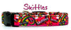 Skittles dog collar handmade adjustable buckle collar 5/8" wide or leash pink Petcollarshandmade