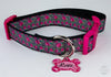 Roses dog collar handmade adjustable buckle collar 1" wide pink or leash Petcollarshandmade