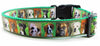 Puppies dog collar handmade adjustable buckle collar 1"wide or leash fabric - Petcollarshandmades