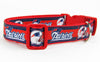 Patriots dog collar handmade adjustable buckle collar football 1" wide or leash Petcollarshandmade