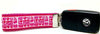 I Love Pink Key Fob Wristlet Keychain 1"wide Zipper pull Camera strap handmade - Petcollarshandmades