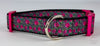 Roses dog collar handmade adjustable buckle collar 1" wide pink or leash Petcollarshandmade