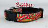 Skittles dog collar Handmade adjustable buckle collar 1" wide or leash Petcollarshandmade