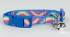 Rainbow cat & small dog collar 1/2" wide adjustable buckle handmade bell leash - Petcollarshandmades