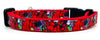 Red Dog cat or small dog collar 1/2" wide adjustable handmade bell or leash Petcollarshandmade